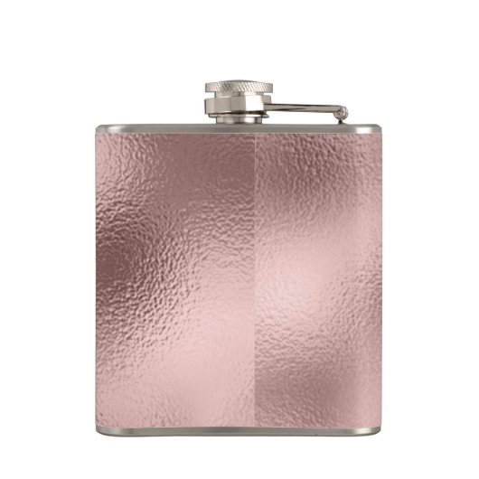 Roze Rose Gold Folie en Sparkle Monogram Heupfles (Achterkant)