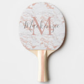 Roze Rose Gold Folie Marmer Monogram Tafeltennisbatje (Voorkant)