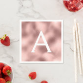 Roze Rose Gold Folie & Sparkle Monogram Verjaardag Servet (Insitu)