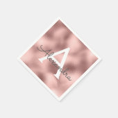 Roze Rose Gold Folie & Sparkle Monogram Verjaardag Servet (Hoek)