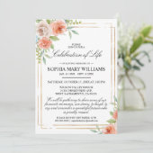 Roze Rose & Gold Funeral Celebration of Life Kaart (Staand voorkant)