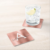 Roze Rose Gold Girly Metallic Monogram Dag Kartonnen Onderzetters (Insitu)