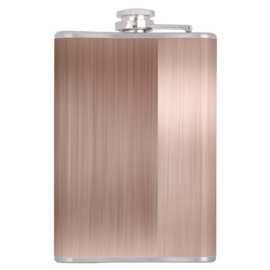 Roze Rose Gold Girly Monogram geborsteld staal Met Heupfles (Achterkant)