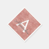 Roze Rose Gold Girly Sparkle Monogram Verjaardag Servet (Hoek)