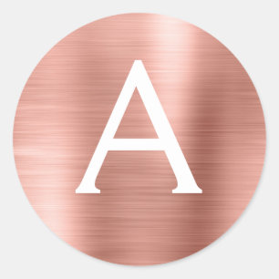 Roze Rose Gold Girly Wedding Monogram Ronde Sticker