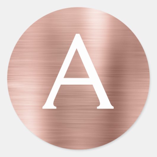 Roze Rose Gold Girly Wedding Monogram Ronde Sticker (Voorkant)