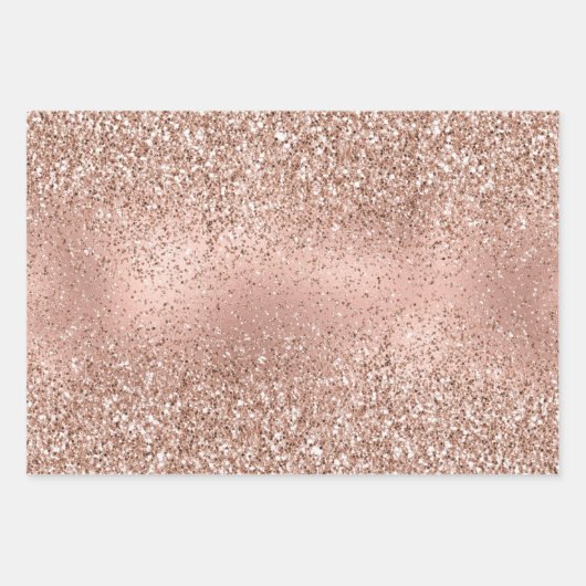 Roze Rose Gold Glam Glitter Snowflake Inpakpapier Vel (Voorkant)