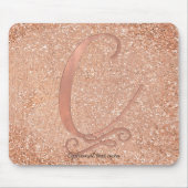 Roze Rose Gold Glam Initiaal Naam Letter C Custom Muismat (Voorkant)