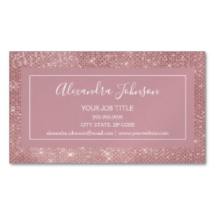 Roze Rose Gold Glam Sparkle Modern en Elegant Magnetisch Visitekaartje