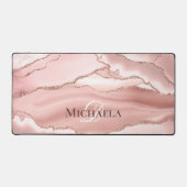 Roze Rose Gold Glitter Agaat Geode Monogram Chic Bureaumat (Voorkant)