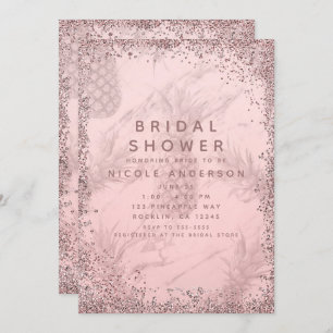 Roze Rose Gold Glitter Ananas Vrijgezellenfeest Kaart