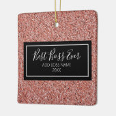 Roze Rose Gold Glitter Best Boss Ever Persoonlijk Keramisch Ornament (Links)
