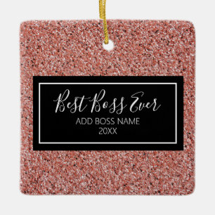 Roze Rose Gold Glitter Best Boss Ever Persoonlijk Keramisch Ornament