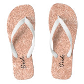 Roze Rose Gold Glitter Bride Wedding Teenslippers (Voetbed)