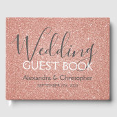 Roze Rose Gold Glitter Bruiloft Gastenboek (Voorkant)