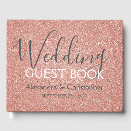 Roze Rose Gold Glitter Bruiloft Gastenboek
