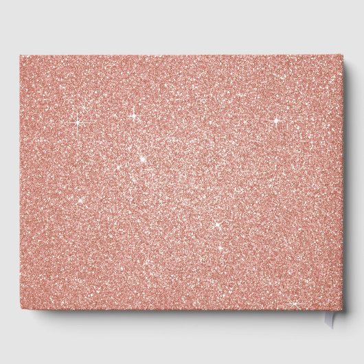 Roze Rose Gold Glitter Bruiloft Gastenboek (Achterkant)