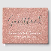 Roze Rose Gold Glitter Bruiloft Gastenboek (Voorkant)