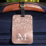 Roze Rose Gold Glitter Confetti Monogram Initiaal Bagagelabel<br><div class="desc">Moderne, girale roos goudglitter confetti en gouden folie van rozen en ontwerp van een monogram initiaal. Dit feministische ontwerp is voorzien van een wazig roze roze roze roze roze roze roze roze glitter sparkle confetti lijst op de achtergrond van de roze goudkleurige folie. U kunt met uw monogram initiaal en...</div>