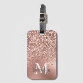 Roze Rose Gold Glitter Confetti Monogram Initiaal Bagagelabel (Voorkant (verticaal))