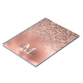 Roze Rose Gold Glitter Confetti Monogram Initiaal Notitieboek (Linkerzijde)