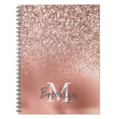 Roze Rose Gold Glitter Confetti Monogram Initiaal Notitieboek (Voorkant)