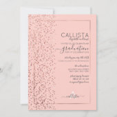 Roze Rose Gold Glitter Confetti Side Afstuderen Kaart (Voorkant)