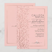 Roze Rose Gold Glitter Confetti Side Afstuderen Kaart (Voorkant / Achterkant)