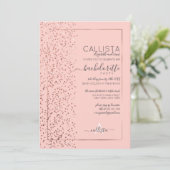 Roze Rose Gold Glitter Confetti Side Bachelorette Kaart (Staand voorkant)