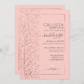 Roze Rose Gold Glitter Confetti Side Bachelorette Kaart (Voorkant / Achterkant)