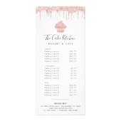 Roze Rose Gold Glitter Cupcake Bakery Dessert Menu (Voorkant)