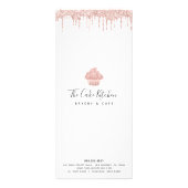 Roze Rose Gold Glitter Cupcake Bakery Dessert Menu (Achterkant)