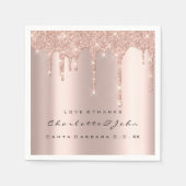 Roze Rose Gold Glitter Drift Spark Weddenschap Bri Servet (Voorkant)
