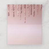 Roze Rose Gold Glitter Drip Elegant Gepersonalisee Plaatskaartje (Binnenkant ongevouwen)
