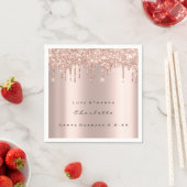 Roze Rose Gold Glitter Drips Spark Sweet 16 Bridal Servet (Insitu)