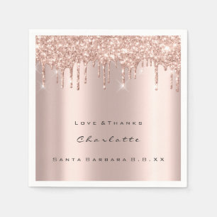 Roze Rose Gold Glitter Drips Spark Sweet 16 Bridal Servet
