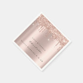 Roze Rose Gold Glitter Drips Spark Sweet 16 Bridal Servet (Hoek)