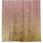 Roze Rose Gold Glitter en Gold Foil Mesh Douchegordijn (Voorkant)