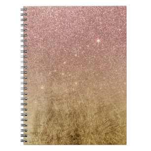 Roze Rose Gold Glitter en Gold Foil Mesh Notitieboek