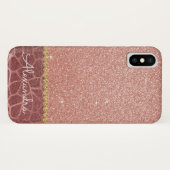 Roze Rose Gold Glitter en Sparkle Animal Print Case-Mate iPhone Case (Achterkant (horizontaal))