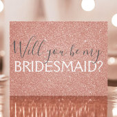 Roze Rose Gold Glitter en Sparkle bruidsmeisje Uitnodiging Briefkaart