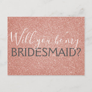 Roze Rose Gold Glitter en Sparkle bruidsmeisje Uitnodiging Briefkaart