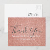Roze Rose Gold Glitter en Sparkle Dank U Briefkaart (Voorkant / Achterkant)