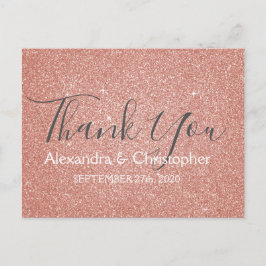 Roze Rose Gold Glitter en Sparkle Dank U Briefkaart