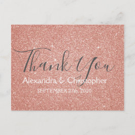 Roze Rose Gold Glitter en Sparkle Dank U Briefkaart