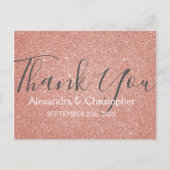 Roze Rose Gold Glitter en Sparkle Dank U Briefkaart (Voorkant)