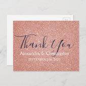 Roze Rose Gold Glitter en Sparkle Dank U Briefkaart (Voorkant / Achterkant)