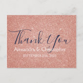 Roze Rose Gold Glitter en Sparkle Dank U Briefkaart (Voorkant)