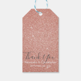 Roze Rose Gold Glitter en Sparkle Dank U Cadeaulabel