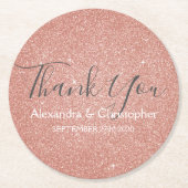 Roze Rose Gold Glitter en Sparkle Dank U Ronde Kartonnen Onderzetter (Voorkant)